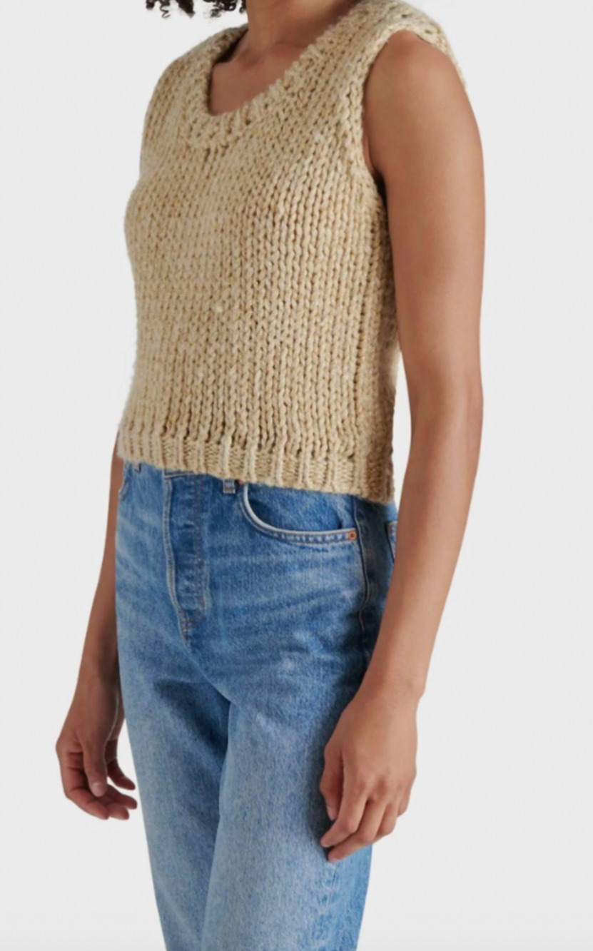 Steve Madden Eleny Sweater Vest Dusty Taupe Gold Thread Size Medium
